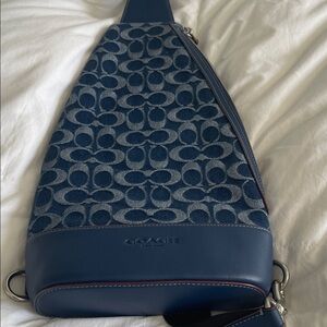 Coach Blue and Gray Men's Shoulder Crossbody Bag